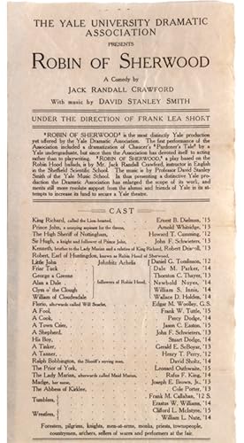 Bild des Verkufers fr The Yale University Dramatic Association presents Robin of Sherwood. A comedy by Jack Randall Crawford with music by David Stanley Smith zum Verkauf von James Cummins Bookseller, ABAA