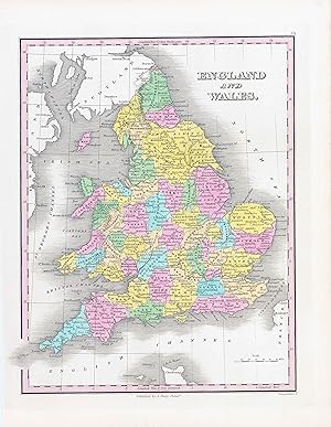 Imagen del vendedor de 1828 Antique Map of ENGLAND AND WALES by Anthony Finley Counties (LM24) a la venta por Antique Paper Company