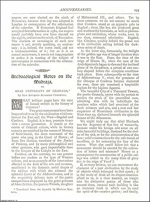 Seller image for Archaological Notes on The Madraza, or Arab University of Granada. An original article from The Antiquary Magazine, 1881. for sale by Cosmo Books