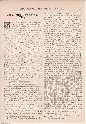Imagen del vendedor de The Dormer Monuments at Wing. An original article from The Antiquary Magazine, 1888. a la venta por Cosmo Books