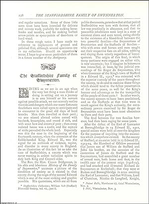 Seller image for The Staffordshire Family of Swynnerton. An original article from The Antiquary Magazine, 1887. for sale by Cosmo Books
