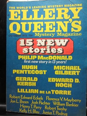 Image du vendeur pour ELLERY QUEEN'S MYSTERY - Oct, 1973 mis en vente par The Book Abyss