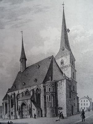 Die Katharinenkirche in Zwickau. Lithographie von C.W. Arldt nach Arrigoni aus 'Borussia', um 184...