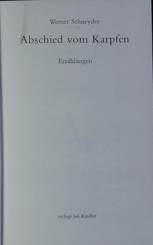 Seller image for Abschied vom Karpfen. Erzhlungen. for sale by Antiquariat Bookfarm