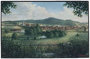 Bachlandschaft mit Dorf.