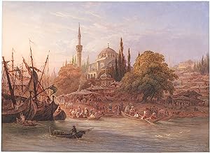 Konstantinopel, die Marine von Pera mit der Tophane Moschee (heute Karaköy Quartier).