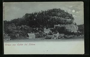 Bild des Verkufers fr Mondschein-Ansichtskarte Oybin bei Zittau, Ortspartie zum Verkauf von Bartko-Reher