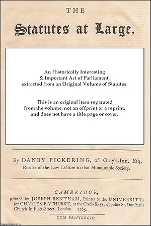 Imagen del vendedor de 1726. Crown Lands - Forfeited Estates Act 1726 c. 28. An act for sale of such of the forfeited estates in that part of Great Britain called Scotland, as remain unsold, and are vested in the Crown; and for determining such claims on the said estates, as having been duly entered remain undetermined. a la venta por Cosmo Books