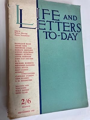 Life and Letters Today. Volume 13, No 1, September 1935.