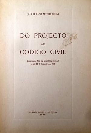 Seller image for DO PROJECTO AO CDIGO CIVIL. for sale by Livraria Castro e Silva