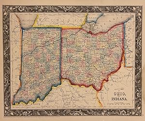 County Map of Ohio, and Indiana