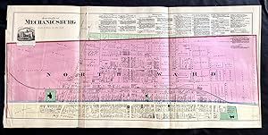 Rare 1872 Hand-Colored Map of Mechanicsburg, Pennsylvania with Property Owner Names and Building ...