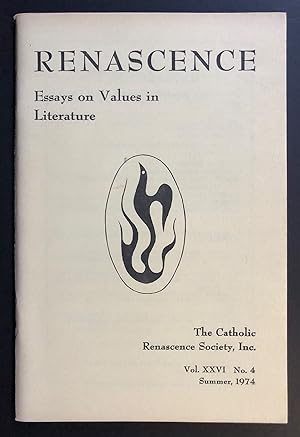 Imagen del vendedor de Renascence : Essays on Values in Literature, Volume 26, Number 4 (XXVI; Summer 1974) a la venta por Philip Smith, Bookseller