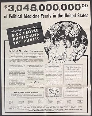 Seller image for 3,048,000,000 of Political Medicine Yearly in the United States. What this means for sick people, physicians, the public [poster] for sale by Bolerium Books Inc.