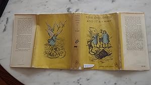 Imagen del vendedor de Five Children and It By E. Nesbit ,LOOKING GLASS LIBRARY #1 ON CVR SPINE ,IN YELLOW ILLUSTRATED DUSTJACKET,1948, 1st in series of 3 bks About adventures of robert, anthea, Jane, Cyril & the BABY BROTHER, Lamb. The story begins when a group of children move from London a la venta por Bluff Park Rare Books