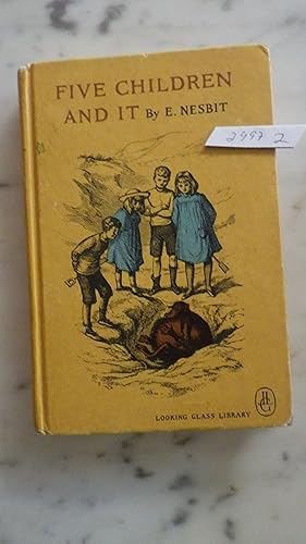 Seller image for Five Children and It By E. Nesbit ,LOOKING GLASS LIBRARY #1 ON CVR SPINE, HARDBACK NODUSTJACKET,1948, 1st in series of 3 bks About adventures of robert, anthea, Jane, Cyril & the BABY BROTHER, Lamb. The story begins when a group of children move from London to the countryside of Kent. for sale by Bluff Park Rare Books
