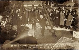 Foto Ansichtskarte / Postkarte Utrecht, Eerste Steenlegging Jaarbeursgebouwen 1920, Juliana der N...