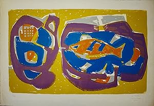 JEAN LE MOAL: "Le Poisson" , original lithograph signed by the artist - 43/100 edition, 38 x 56 c...