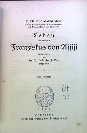 Image du vendeur pour Leben des heiligen Franziskus von Assisi. mis en vente par books4less (Versandantiquariat Petra Gros GmbH & Co. KG)