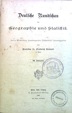 Bild des Verkufers fr Deutsche Rundschau fr Geographie und Statistik. IX. Jahrgang. zum Verkauf von books4less (Versandantiquariat Petra Gros GmbH & Co. KG)