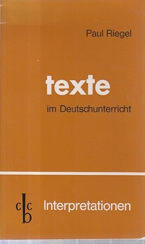 Seller image for Texte im Deutschunterricht for sale by Allguer Online Antiquariat