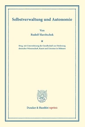 Immagine del venditore per Selbstverwaltung und Autonomie. venduto da BuchWeltWeit Ludwig Meier e.K.