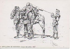 Seller image for Postal E06821: 4- Artilleria de Montaa-Carga de caon, 1887. 25 Aniv. Miniaturistas Militares de Espaa for sale by EL BOLETIN