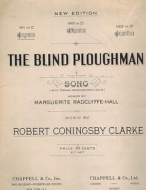 Imagen del vendedor de The Blind Ploughman Song with Organ Accompaniment, Piano and Lyrics - Vintage Sheet Music a la venta por ! Turtle Creek Books  !
