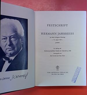 Seller image for Festschrift fr Hermann Jahrreiss zu seinem siebzigsten Geburtstag - 19. August 1964 - gewidmet. for sale by biblion2