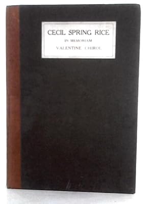 Bild des Verkufers fr Cecil Spring Rice In Memoriam zum Verkauf von World of Rare Books