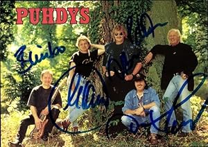 Ansichtskarte / Postkarte Musikband Puhdys, Die aktuelle CD frei wie die Geier, Autogramm