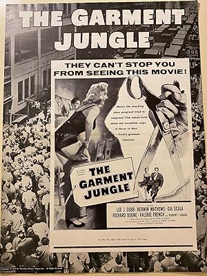 Seller image for The Garment Jungle Pressbook 1957 Lee J. Cobb, Kerwin Mathews, Gia Scala for sale by AcornBooksNH