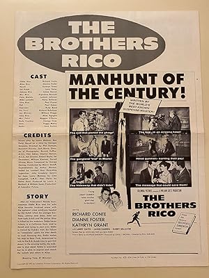 Image du vendeur pour The Brothers Rico Pressbook 1957 Richard Conte, Dianne Foster mis en vente par AcornBooksNH