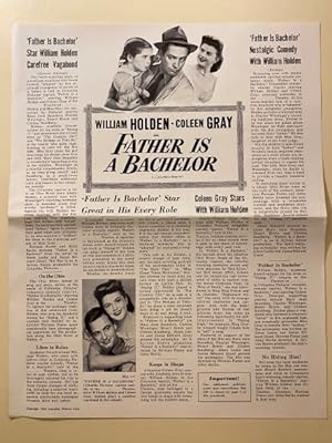 Seller image for Fasther is a Bachelor Pressbook 1949 William Holden, Coleen Gray for sale by AcornBooksNH