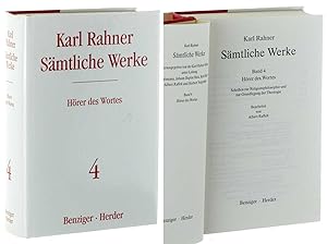 Bild des Verkufers fr Smtliche Werke; Band 4: Hrer des Wortes. Schriften zur Religionsphilosophie und zur Grundlegung der Theologie. Bearb. von Albert Raffelt. zum Verkauf von Antiquariat Lehmann-Dronke