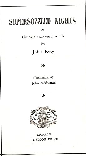 Seller image for SuperSozzled Nights, or, Htuoy's Backward Youth for sale by WeBuyBooks