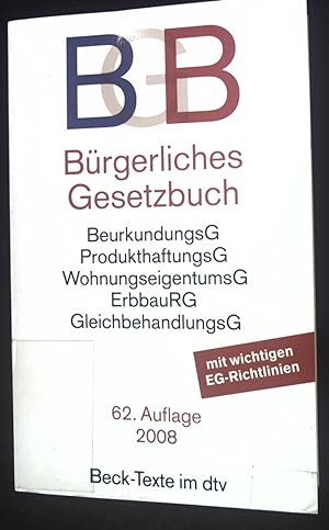 Bild des Verkäufers für Bürgerliches Gesetzbuch. dtv ; 5001 : Beck-Texte im dtv zum Verkauf von books4less (Versandantiquariat Petra Gros GmbH & Co. KG)
