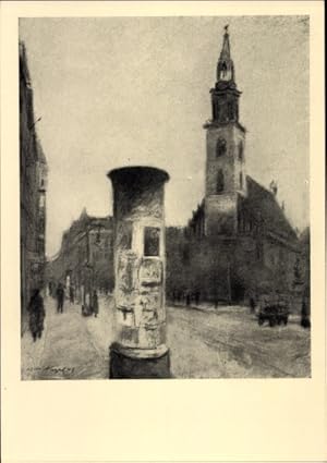 Bild des Verkufers fr Knstler Ansichtskarte / Postkarte Nagel, Alt-Berlin, Am Neuen Markt, Kirche, Litfassule zum Verkauf von akpool GmbH