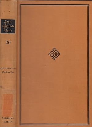 Seller image for Smtliche Werke, Bd. 20., Vermischte Schriften aus der Berliner Zeit / Mit e. Vorw. von Hermann Glockner; for sale by Licus Media