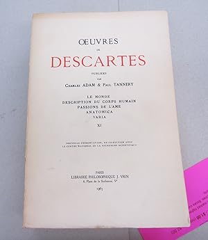 Image du vendeur pour  uvres de Descartes: le monde, description du corps humain, passions de l'ame, anatomica, et varia XI mis en vente par Midway Book Store (ABAA)