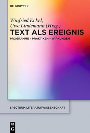 Seller image for Text als Ereignis : Programme - Praktiken - Wirkungen for sale by AHA-BUCH GmbH