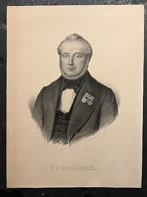 [Lithography, lithografie, 19th century] Portrait of H.J. Hooghwinkel (1847-1865), lithographed b...