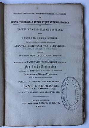 [Dissertation 1857] Specimen theologicum, dogmatico-criticum, inaugurale de pugna theologiam inte...