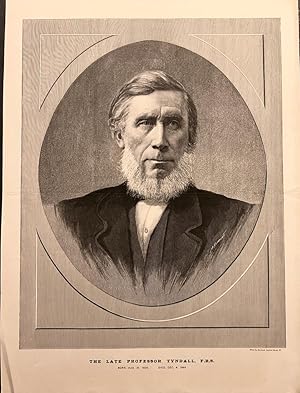 [Antique print, lithography, 19th century] Portrait of Irish scientist John Tyndall (1820-1893), ...