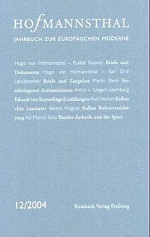 Seller image for Hofmannsthal Jahrbuch zur Europischen Moderne - Band 12/2004 for sale by CSG Onlinebuch GMBH