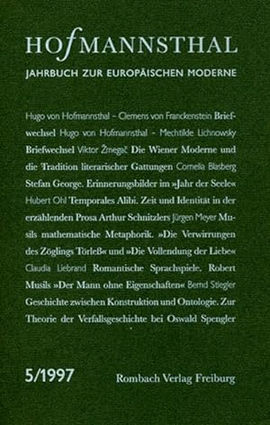 Bild des Verkufers fr Hofmannsthal Jahrbuch zur Europischen Moderne - Band 5/1997 zum Verkauf von CSG Onlinebuch GMBH