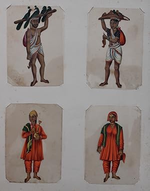 55 Original Indian Paintings on Mica. Costume, Trade, Characters, etc.