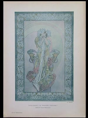 ALPHONSE MUCHA, LA PRINCESSE LOINTAINE - PLANCHE 1900 - ART NOUVEAU