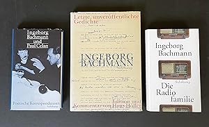 Imagen del vendedor de Konvolut: 1) Letzte, unverffentlichte Gedichte, Entwrfe und Fassungen. Edition und Kommentar von Hans Hller. 2) Bachmann, Ingeborg / Paul Celan - Bschenstein, Bernhard / Weigel, Sigrid (Hrsg.). Poetische Korrespondenzen. Vierzehn Beitrge. 3) Die Radiofamilie. Herausgegeben und mit einem Joseph McVeigh. a la venta por Antiquariat Cassel & Lampe Gbr - Metropolis Books Berlin