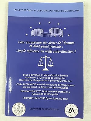 Image du vendeur pour Cour europeenne des droits de l'homme et droit penal francais mis en vente par Far Eastern Booksellers / Kyokuto Shoten